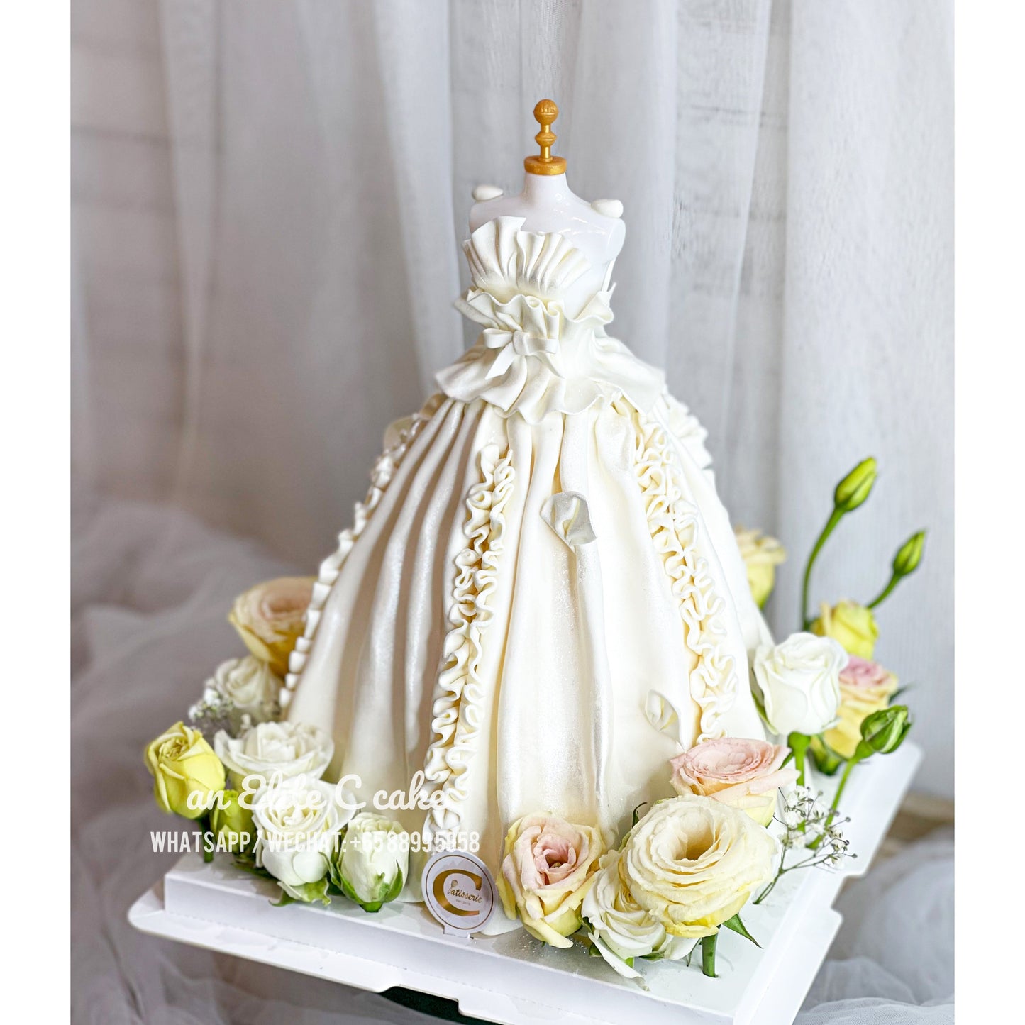 Sculpted Bridal Gown Series Cake: Floral Lady #B