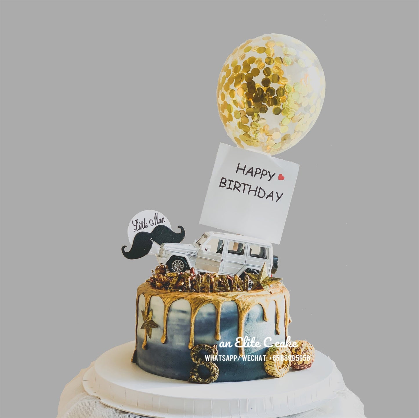 Car Themed Cake: Wheels & Balloon