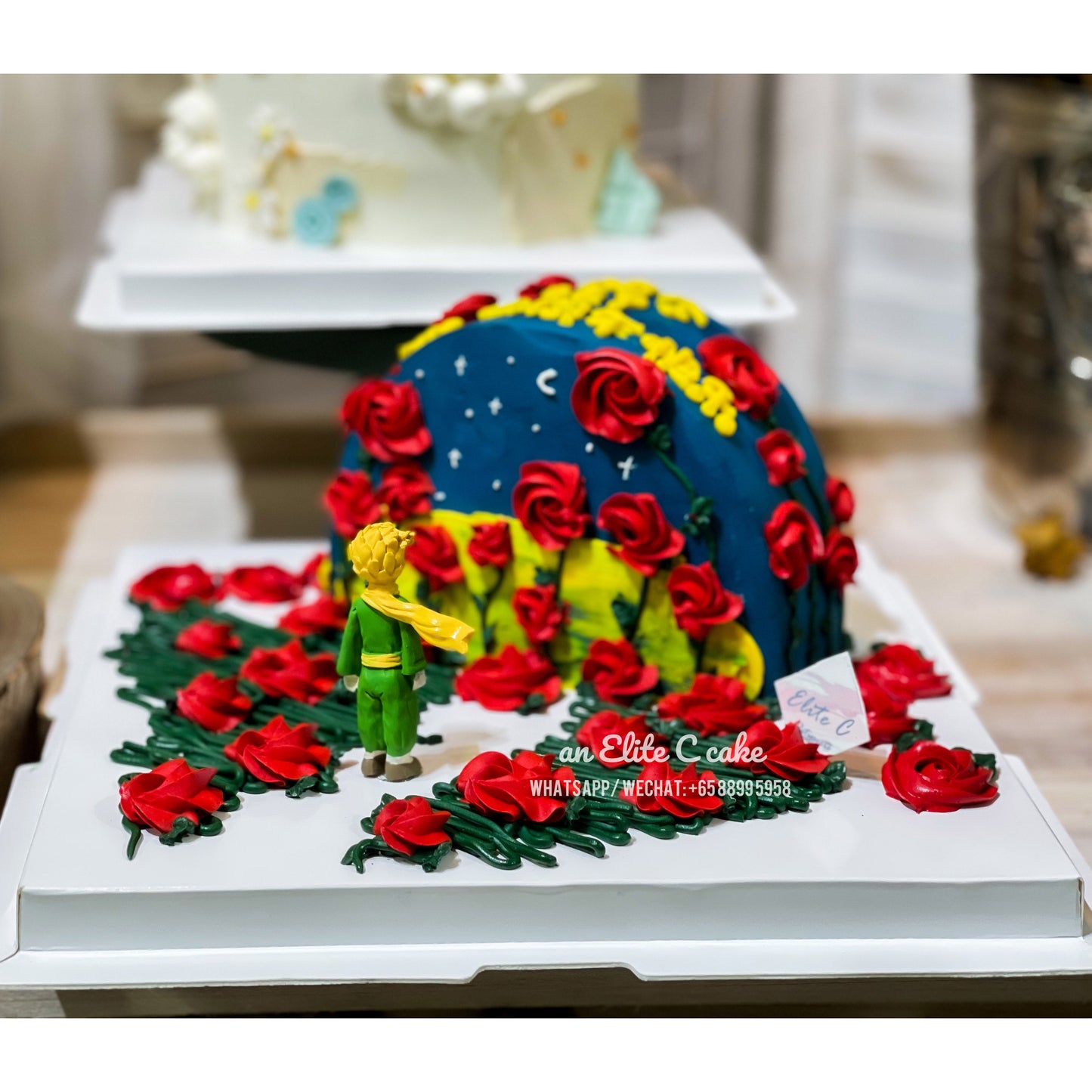 Little Prince Inspired Cake: Rose under the Night Sky