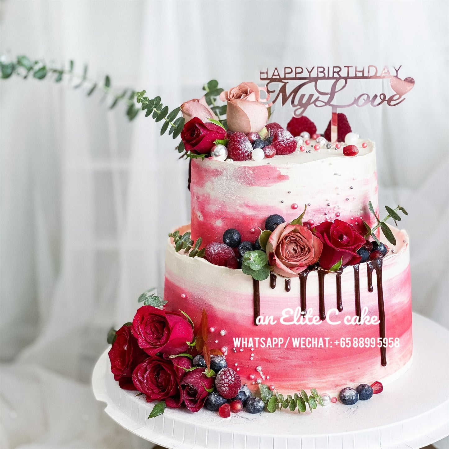 Floral Wedding Cake: Rosewater Velvet
