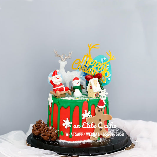 Festival Cake: Christmas Crimson & Evergreen Wonderland